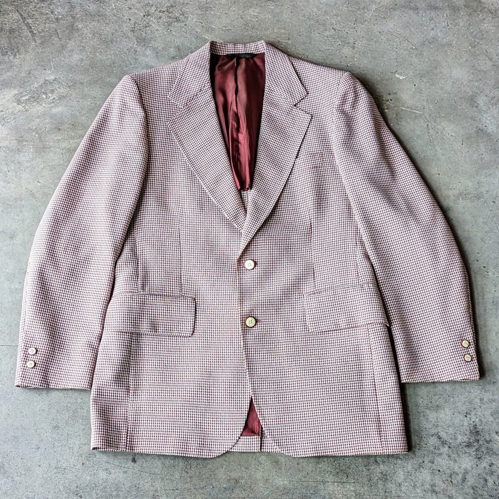 Vintage Palm Beach Shulman & Co Red Plaid Sport Coat Blazer Jacket size 40L